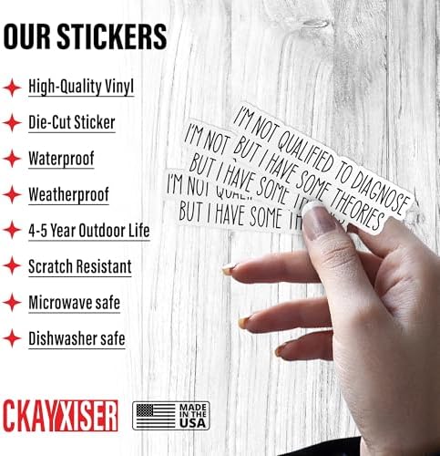 (3Pcs) I'm Not Qualified to Diagnose Sticker But I Have Some Theories Funny Sarcastic Sticker 3" Waterproof Die-Cut Vinyl Laptop Water Bottle Sticker Funny Birthday Gifts for Her Him 3 Inches