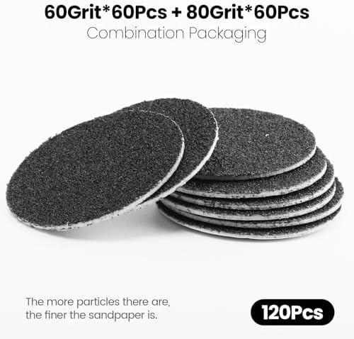 120pcs Replacement Sandpaper Refill Discs for Electric Foot File Callus Remover Tool for Men Women Dead Cracked Hard Skin (60 Grit+80 Grit)