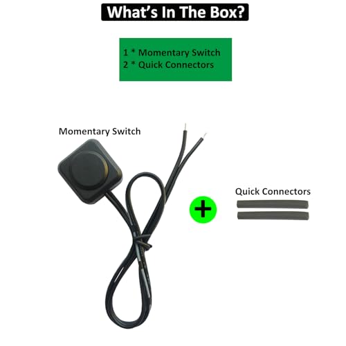 12V 24V Mini02 Momentary Push Button Switch - 11.5 Inch Cable, Surface Mount, DIY Installation