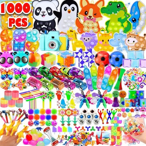 1000+Party Favors for Kids Fidget Toys Pack Bulk Prize Box Treasure Box Goodie Bag Pinata Stuffers Carnival Prizes Classroom Rewards Fillers for Kids