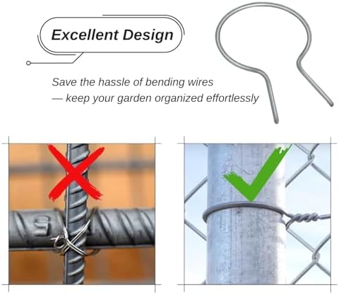 1 5/8" Chain Link Fence Ties 11 Gauge Galvanized Steel EZ Twist for Securing Fences on Farms/Ranches/Gardens - (100 Pack)