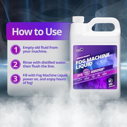 1 Gallon Fog Machine Liquid Smoke - Medium Density Smoke Machine, Fog Juice for 400-1500 Watt Foggers, Water-Based, Lasting & Ultra Thick Atmosphere, Ideal for Concerts, Parties & Events