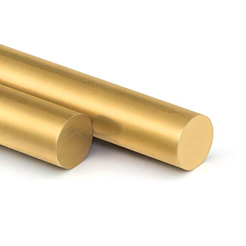 1/2" 3/8" 5/16" 1/4" 3/16" 5/32" 1/8" 3/32" 1/16" Brass Rods Assortment Kit, Brass Solid Round Rod Lathe Bar Stock for Craft Making, Handle Pin, 3.94" in Length (36 Pieces)