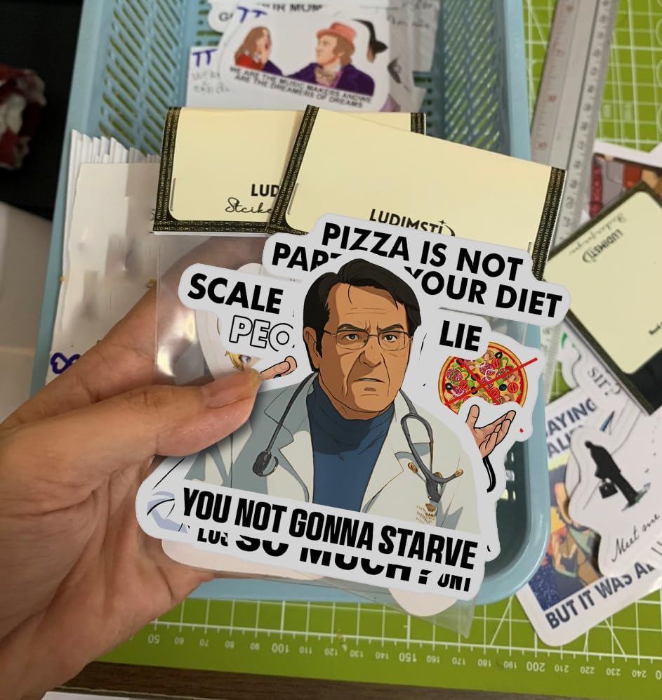 (Set of 6) Funny Weight Loss Dr Now Doctor Nowzaradan Removable Fridge Stickers 3 Inches