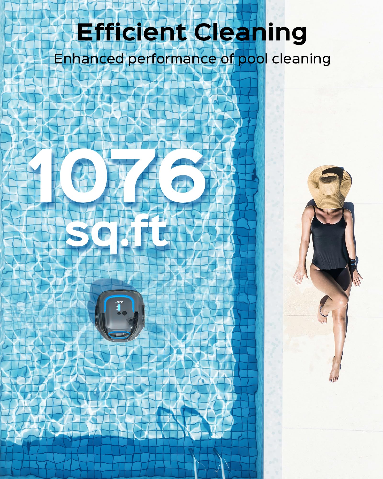 (2026 Upgraded) WYBOT A1 Cordless Robotic Pool Cleaner, Automatic Pool Vacuum for Above Ground with 120 Mins, Double Filters, LED Indicator, Charge in 2.5H, 4 Cleaning Modes (Deep Grey)