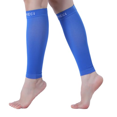 15-20mmHg Calf Compression Sleeve Men and Women Wide Calf Sleeve Brace Compression Socks for Leg Support, Shin Splint,Pain Relief (Blue, Medium)