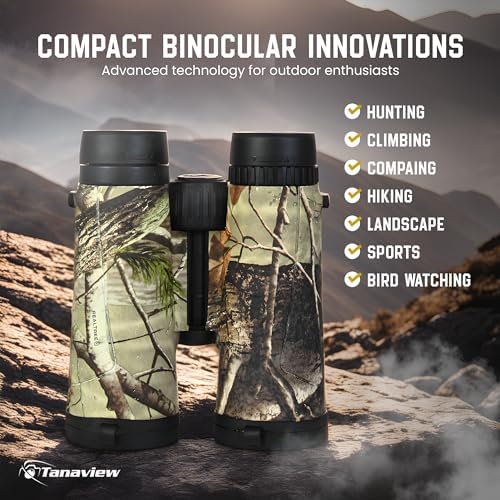 10X42 Compact Binoculars for Adults - Long Distance, High Powered Binoculars with Travel Case - Bright Light & Large Field of View - Lightweight, Water & Fog Proof, Hunting, Bird Watching