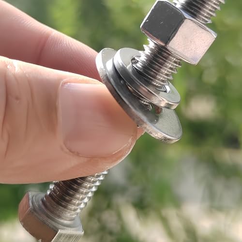 (6 Sets) 3/8-16x2-1/2 Stainless Steel Hex Head Screws Bolts, Nuts, Flat & Lock Washers, 18-8 (304) S/S, Fully Threaded by Bolt Fullerkreg