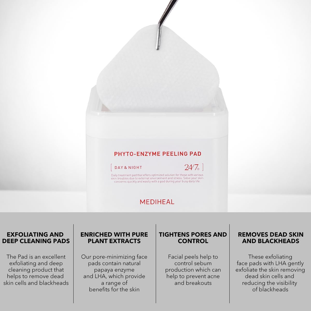 (Only Refill) Mediheal Phyto Enzyme Peeling Pad (90 Pads) - Pore Tightening Pads to Control Sebum - Vegan Gauze Pad