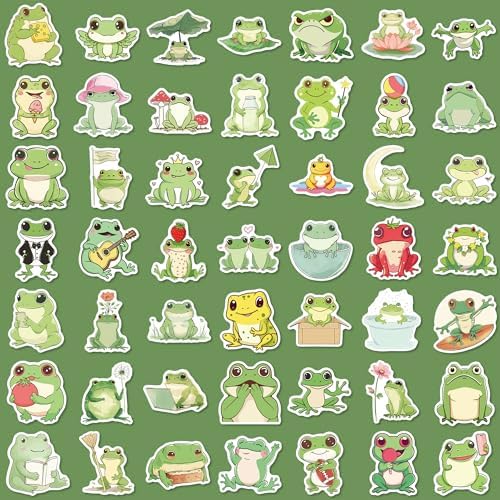 102 Pcs Cute Frog Stickers,Funny Frog Stickers Waterproof Vinyl Gifts for Laptop, Water Bottle,Phone,Luggage,Unique Designed Frog Stickers for Teens Adults Kids Birthday Party Supplies Decoration