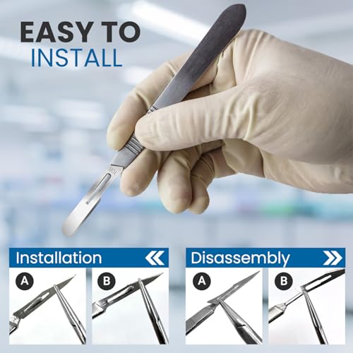 100 pcs #10R Dermaplaning Surgical Scalpel Blades 0.7 mm Extra Wide Sterile Blades Carbon Steel - Individually Wrapped Pack of 100 Blades (#10R Blades (100 Qty))