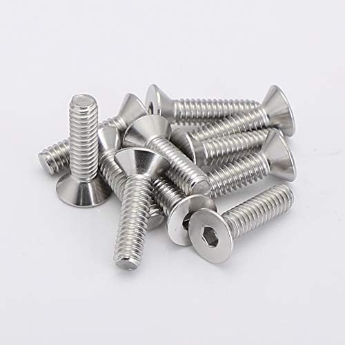 1/4-20 x 2" Flat Head Socket Cap Screws, Allen Socket Drive, Stainless Steel 18-8 (304), Full Thread, Bright Finish, 25 PCS