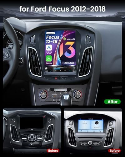 10.4 inches Android12(2+32GB) Car Stereo Ford Focus Car Stereo Radio Upgrade 2012-2018 with Touch Screen 1024 * 768 DSP Auto Stereo Radio with GPS Bluetooth WiFi, Backup Camera