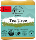 Tea Tree- Handcrafted with Grass-Fed Beef Tallow and Organic Oils - Scented with Organic Essential Oils - Artisanal Bar Soap - USA MADE - 3 Pack - Each Bar Unique