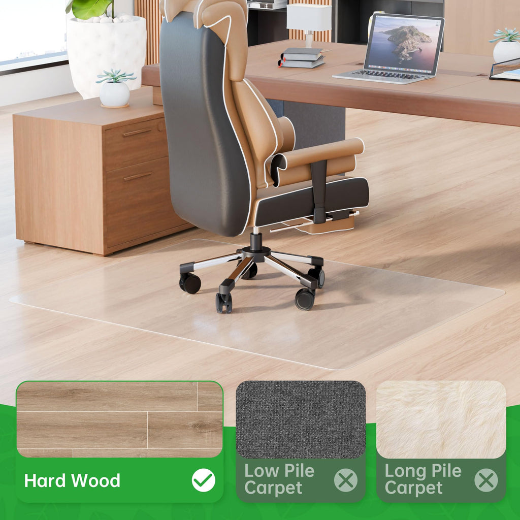 100pointONE Office Chair Mat for Hardwood Floors, Easy Glide Office Mats for Rolling Chairs, Clear Rolling Chair Mat for Hardwood 36" x 48"