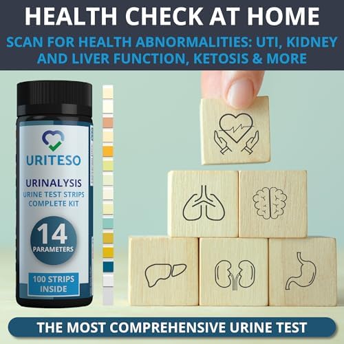 14 Parameter Urine Test Strips for Urinalysis | 100 Strips - Urine Testing Kit for Kidney, Liver, UTI, Keto Diet, Ketosis, Hydration, Proteinuria - RBC, PRO, BIL, PH, SGR, CRE, KET, SG +6 More