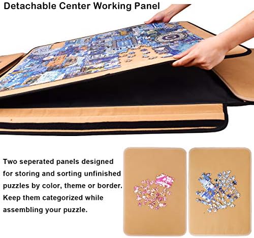 1500 Pieces Jigsaw Puzzle Board, Portable Puzzle Board, Jigsaw Puzzle Table Board, Puzzle Keeper Puzzle Caddy with Sorting Trays & Detachable Board,Non-Slip Surface