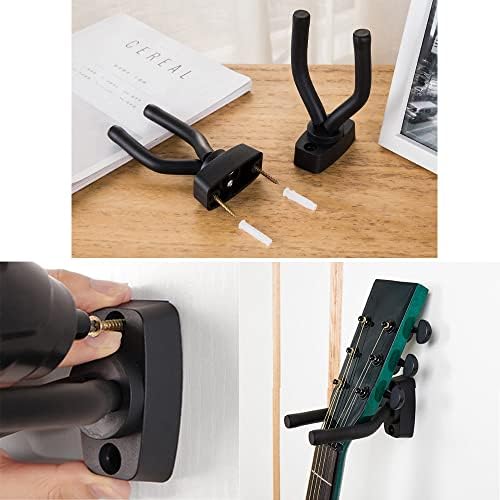 10pcs Guitar Hangers, Bass Stand Wall Mount Hanger Hooks with Screws, Ukulele Banjo Mandolin Electric Guitar Display Holders, Black