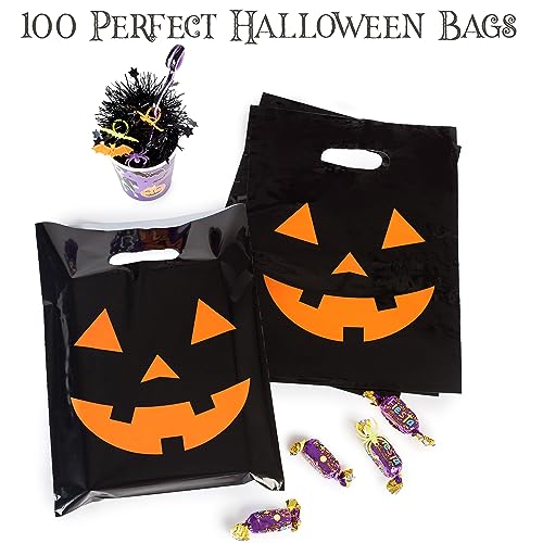 100 Halloween Bags 9"x12" Glossy Great For Halloween Goodies Also Perfect as Small Halloween Bags For Trick or Treat