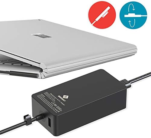 102W 15V 6.33A Power Adapter Charger Compatible with Surface Book 2 1, Surface Laptop 3 2 1, Surface Pro X Pro 7 Pro 6 Pro 5 Pro 4 Pro 3 and Surface Go with Additional USB Port and 6ft Power Cord