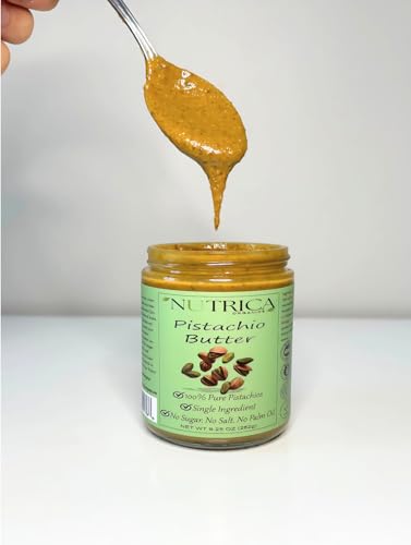 100% Pure Pistachio Butter, Single Ingredient, No Salt, No Sugar, No Palm Oil, Glass Jar, No Additives, Vegan, Plant Based Protein, Premium Roasted Pistachios, Perfect For Dubai Chocolate With Knafeh. 18.5oz (525gr)