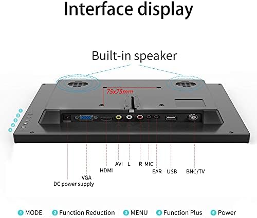 13.3 inch Small PC Monitor 1366x768 Mini LED Monitor with HDMI VGA AV BNC USB Intput, for Fire Stick Computer Xbox Ras pi, Built-in Speaker