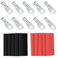10pcs Sanuke 2/0 AWG - 5/16" Tinned Copper Wire Lugs Ring Terminals, Marine Grade Battery Cable Ends with 3:1 Dual Wall Adhesive Heat Shrink Tubing
