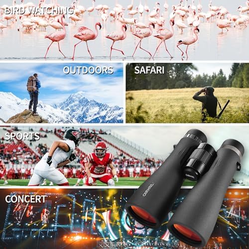 12x50 HD Binoculars for Adults High Powered with Upgraded Phone Adapter, Large View Binoculars with Clear Low Light Vision,IPX7 Waterproof Lightweight Binoculars for Bird Watching,Hunting,Travel