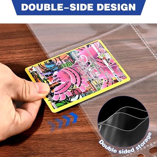 100 Pack 9 Pocket Double Side Card Sleeves Binder Sheets, Holds 1800 Cards, Trading Card Binder Sleeves for 3 Ring Binder, Card Sleeve Pages for Baseball, Football, Business, TCG, Kpop Cards