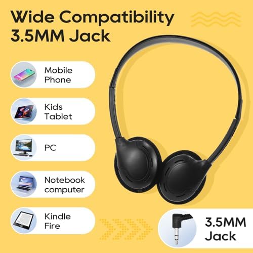 10 Pack Classroom Headphones, Headphones Bulk for Kids, Teenagers, Boys, Girls, Wire Bulk Headphones for Classroom, Adjustable with 3.5 mm Jack