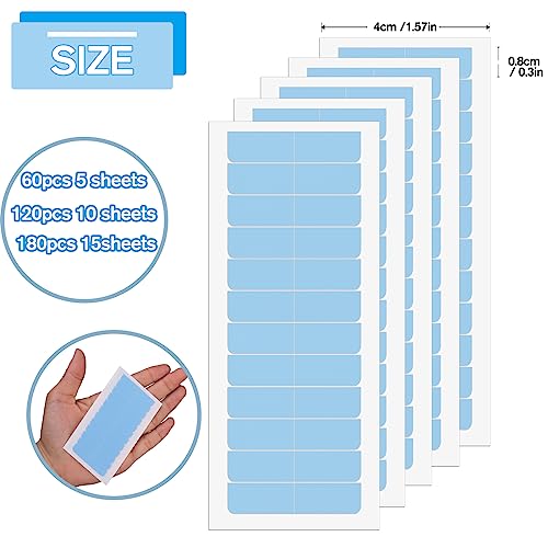120 Pieces Hair Extension Tape Tabs, Double Sided Replacement Tape Adhesive for Hair Extensions Wigs Supplies (Blue)