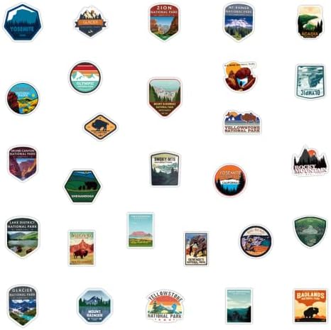 100 Pieces National Park Waterproof Vinyl Travel Sticker Decals, Outdoor Adventure Hiking Nature Camping Wilderness Stickers for Water Bottle Laptop Car Bumper Luggage Phone Case Bike (Park Theme)
