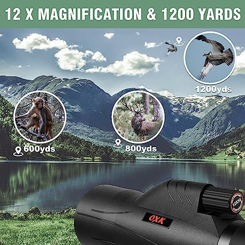 12x56 High Power Monocular Telescope with Smartphone Adapter Tripod Travel Bag, Larger Vision Monoculars for Adults with BAK4 Prism & FMC Lens, Suitable for Bird Watching Hunting Hiking Camping