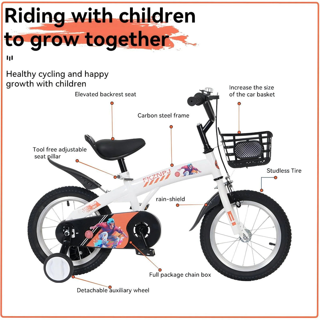 Baprem 18" Girls Bike for 5-9 Years Old Kids, Cute Kids Bike with Training Wheels, Steel Frame Sporty Children Bicycle, Pink