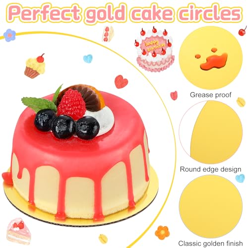 100 Pcs 5 Inch Round Cake Board Circle Cake Base Grease Proof Pastry Cardboard Plate for Baking(Black and Gold)