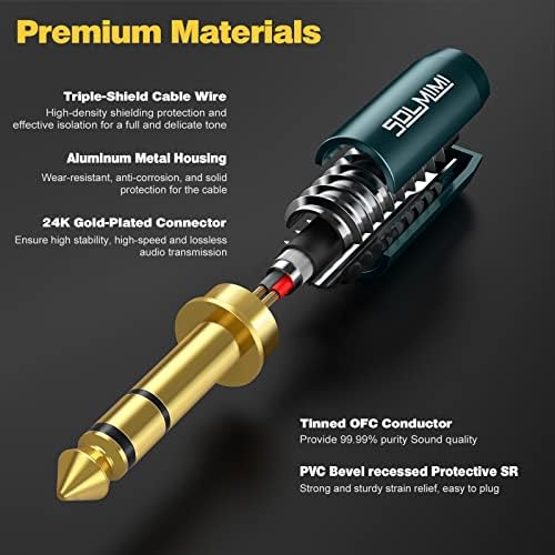 1/4 to 1/8 Headphone Adapter (10 Feet), 6.35mm Male to 3.5mm Female TRS Stereo Audio Jack Adapter Cable for Mixer Guitar Amp Piano Keyboard Amplifier Headphone Speaker (10 FT/3 Meter)