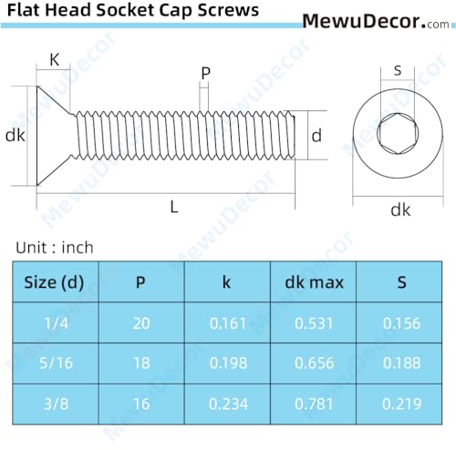 1/4-20 x 2 Flat Head Socket Cap Screws Countersunk Bolts Countersunk Bolts, Alloy Steel Grade 10.9, Fully Threaded, Black Oxide, 30 PCS
