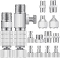 14 Pieces Airbrush Adapter Set Airbrush Quick Release Coupling Disconnect Adapter Kit Airbrush Quick Release Disconnect Fitting Connector Set Female Connectors for Air Compressor and Airbrush Hose