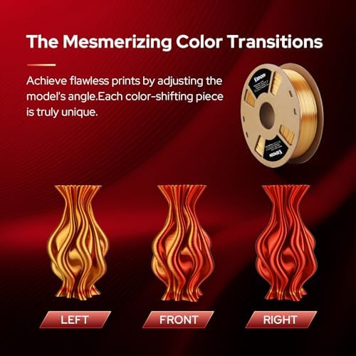 1.75mm PLA Bundle 1kg Silk Multicolor Coextrusion Tricolor Bicolor Dualcolor Spool, 3D Printer Filament Dimensional Accuracy of +/- 0.03mm and Fit Most FDM 3D Printer (Gold-Copper)