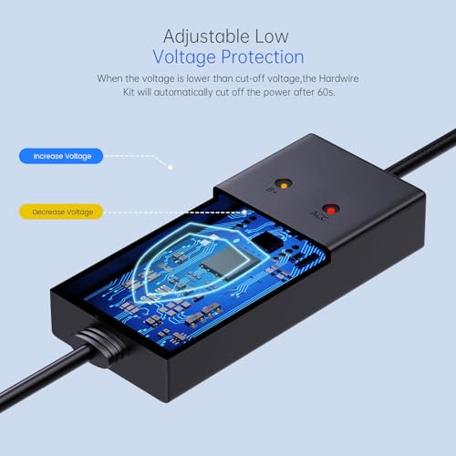 11.5ft Type-C Dash Cam Hardwire Kit (V5F), 12V-24V to 5V 3A Car Dashboard Cam Charger Power Cable with 4 Fuse Taps, Low Voltage Protection for GT801, GT802, S70, S90