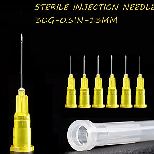 100 Pack 30Ga 1/2 Inch Stainless Steel Dispensing Lab Tools Accessories for Scientific Labs, Measuring and Refilling, Individually Wrapped