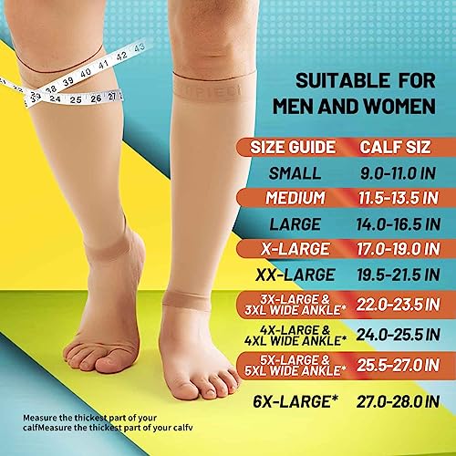15-20mmHg 21 Pair Men and Women Wide Calf Sleeve Brace Compression Socks for Leg Support, Pain Relief