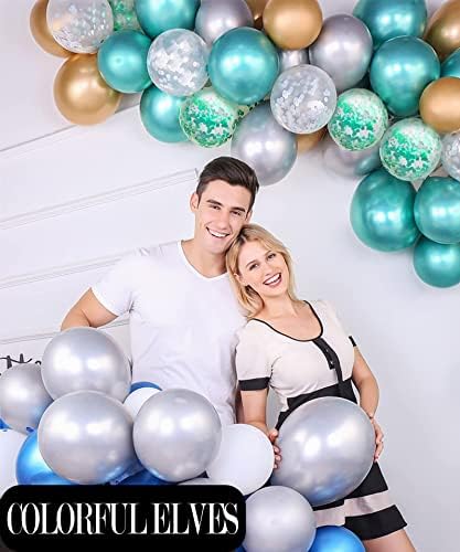 12 Inch 100 Pcs Latex Metallic Chrome Balloons Helium Shiny Thicken Balloons Party Decoration (Green)