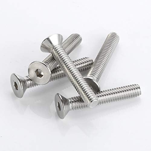 1/4-20 x 2" Flat Head Socket Cap Screws, Allen Socket Drive, Stainless Steel 18-8 (304), Full Thread, Bright Finish, 25 PCS