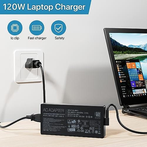 120W 20V 6A AC Charger Fit for ASUS Zenbook Pro 15 Flip Q538E Q528E UX534F Q536F Q537F Q546F Q547F Q506F K570Z K570U Chicony Laptop Charger A17-120P2A ADP-120CD B AC Adapter