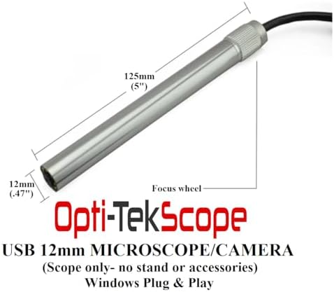 12mm USB Microscope/Camera: 200x Zoom, HD Resolution, 8 LED | Professional Scope - Hobbyists, Scientists, Engineers, Students | Coins, PCBs, Watches, Insects, Plants - Scope Only