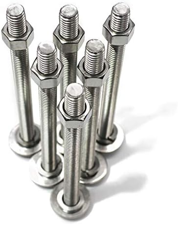 (5 Sets) 5/16-18x4" Stainless Steel Hex Head Screws Bolts, Hex Machine Nuts, Fender Flat Washer& Split Lock Washers, 18-8 (304) S/S, Fully Threaded by Bolt Fullerkreg
