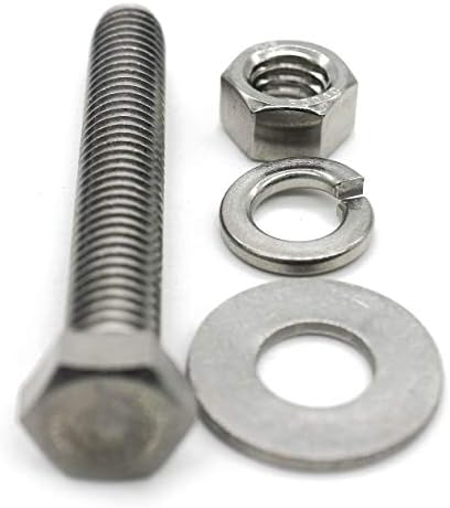 (6 Sets) 3/8-16x2-1/2 Stainless Steel Hex Head Screws Bolts, Nuts, Flat & Lock Washers, 18-8 (304) S/S, Fully Threaded by Bolt Fullerkreg