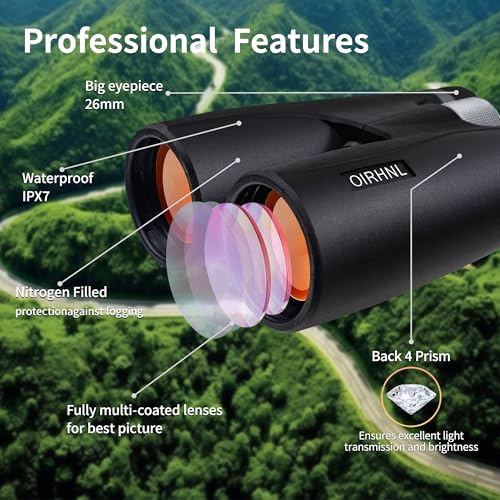 12x50 HD Binoculars for Adults High Powered,Lightweight Waterproof Binoculars for Bird Watching,Hunting,Travel-Large View Binoculars with Clear Low Light Vision