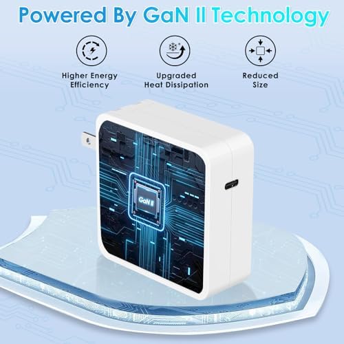 100W USB C Charger GaN Compact Wall Fast Charger for MacBook Pro/Air, ThinkPad, Dell XPS, Samsung Galaxy S23/S22, Google Pixelbook, iPad Pro, iPhone 15 Pro 5A Type C Laptop Power Adapter